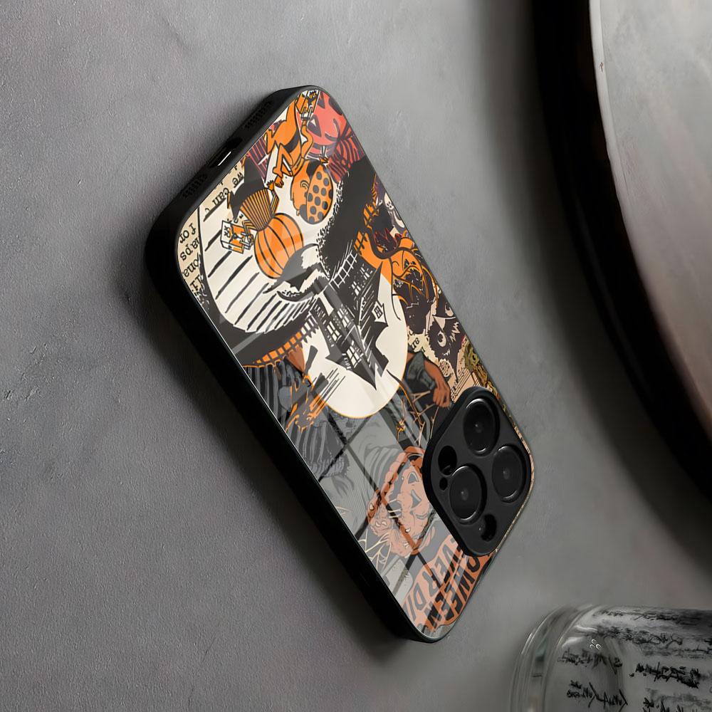 Счастливый Страшный Хэллоуин Чехол для Телефона Стекло Для IPhone17 Air 16 15 17 14 Pro Max 13 12 11 X Японская Анимация XS XR Plus Для Samsung