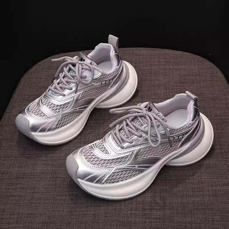 Sneakers Women's Shoes 2025 New Popular Summer Breathable Mesh Shoes Thick Sole Lightweight Running Casual Dad Shoes