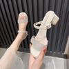 2025 New Summer Fashion Sandals Square Head Half Slippers Women's Thick Heel Daily Versatile Large Size Women's Shoes