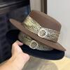 Шляпа Женская Осень и Зима Шляпа с плоским верхом со стразами Шляпа из шерстяного войлока Британский Ретро Французская Мода Универсальная Теплая Шляпа Тренд