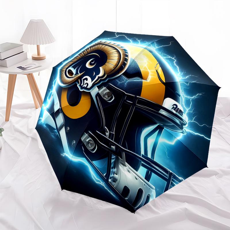 Printed Los Angeles Rams logo Folding Umbrella,Outdoor,Leisure,And Travel Umbrella,Durable Umbrella Fabric,Birthday And Holiday Gift