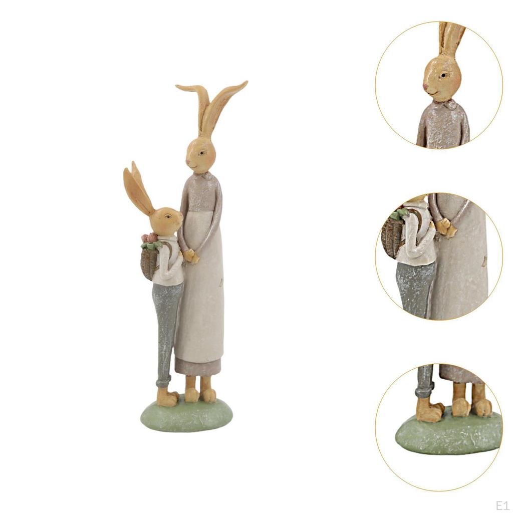 Смоляная фигурка Зайчиной семьи для декора полки бонсай