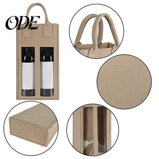 Glass Bottle Packaging Bag Double Wine Carrier with Portable Handle Shockproof Heavy Duty Storage Felt Reusable Champagne Beer Tote Handbag