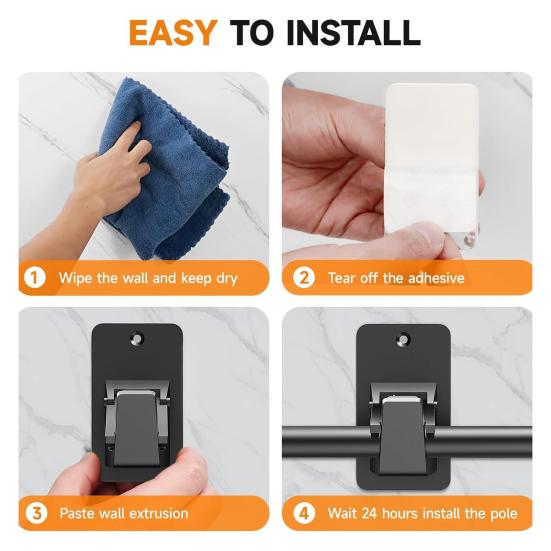 4 шт. Универсальные держатели для карниза, высокая грузоподъемность, простая установка, крючки для карниза, самоклеящиеся кронштейны для карниза