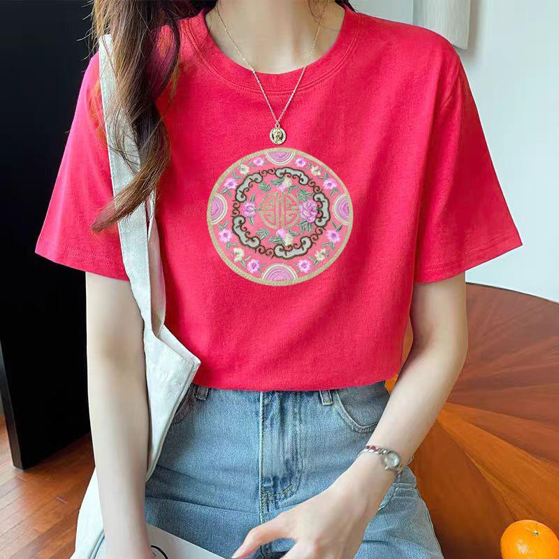 VEZFAA Женские модные повседневные летние весенние блузки и рубашки с цветочным узором и коротким рукавом с круглым вырезом