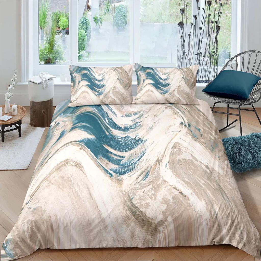 Пододеяльник Chic Marble Duvet Cover Microfiber Mint Gold Glitter Turquoise Комплект постельного белья Abstract Aqua Blue Quilt Cover Single Twin Full Size