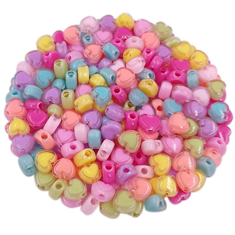 Плетеные бусины для изготовления ювелирных изделий Бусины-разделители в форме сердца DIY Ручная работа 50 шт. 7 мм Сэндвич Красочные прозрачные подвески Акриловые бусины-разделители