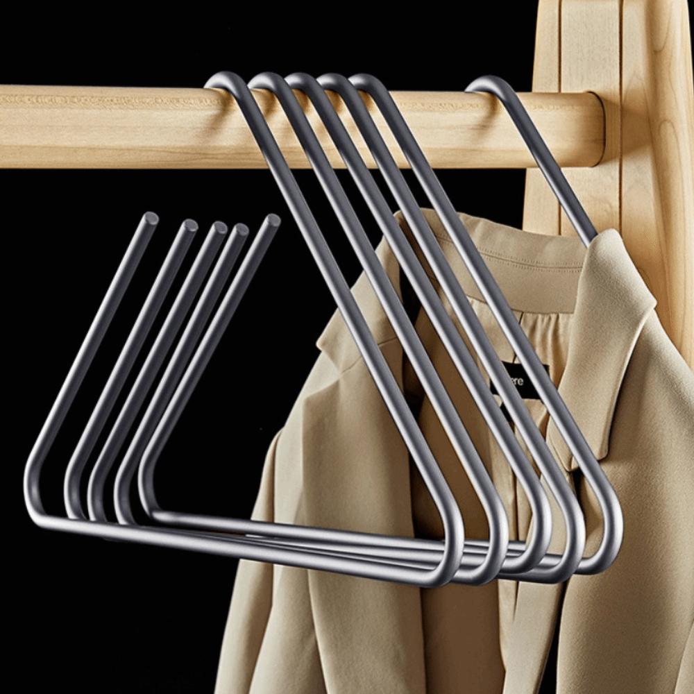 5PCS Non Slip Triangle Coat Hangers Sturdy Rust-Proof Wardrobe Hanger Metal Space-Saving Drying Rack Trouser Storage