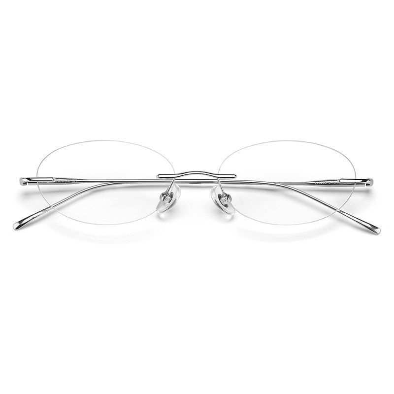 Advanced retro style rimless myopia glasses ultra-light and thin metal frame anti-blue light matching degree N