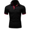 Men's Short Sleeve Solid Color Shirt Men Lapel Button Plus Size Polo Shirts