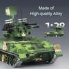 1:28 PGZ-95 Модель танка из сплава Игрушечная машинка Гусеничная связь Регулируемый ствол Миниатюрные модели военных танков для взрослых Подарки