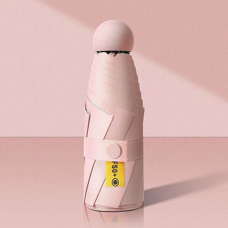 Compact Travel Mini Umbrella Uv Protection Capsule Umbrella 5 Fold Ultra Lightweight Sunshade Umbrellas Protable Manual