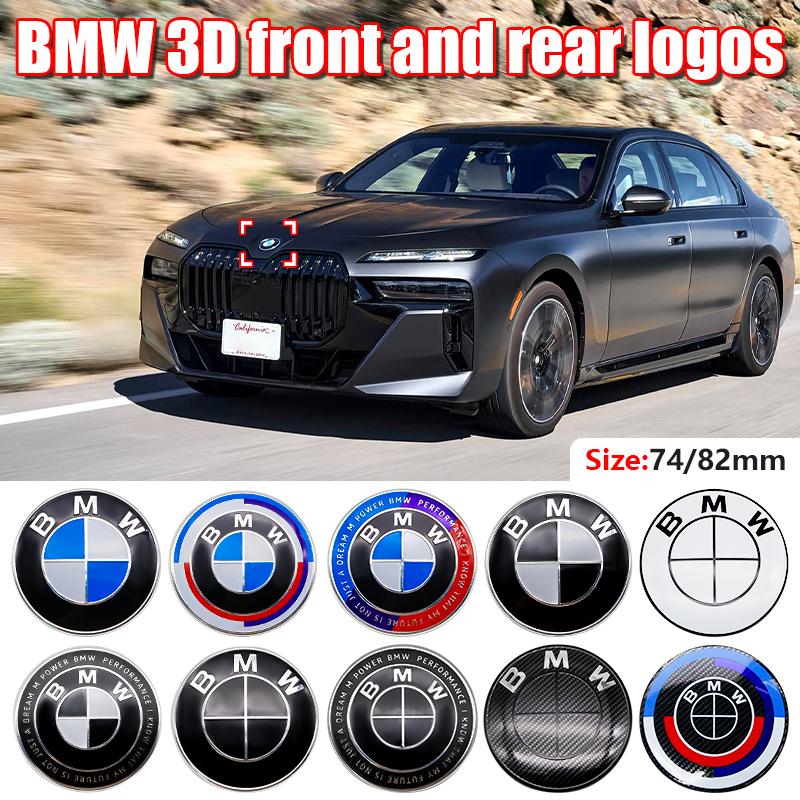 Комплект передних и задних логотипов из углеродного волокна к 50-летию для BMW 82 мм 74 мм Значок F30 F10 E46 E90 2-контактная основа DIY Набор декоративных сменных деталей