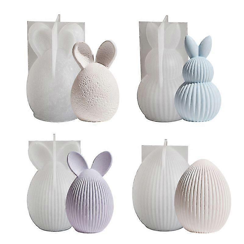 3D Bunny Egg Easter Silicone Mold,DIY Rabbit Candle Molds,Resin Casting Mould for Candle Making Polymer Clay Craft Plaster,Aromatherapy Crafts Moulds