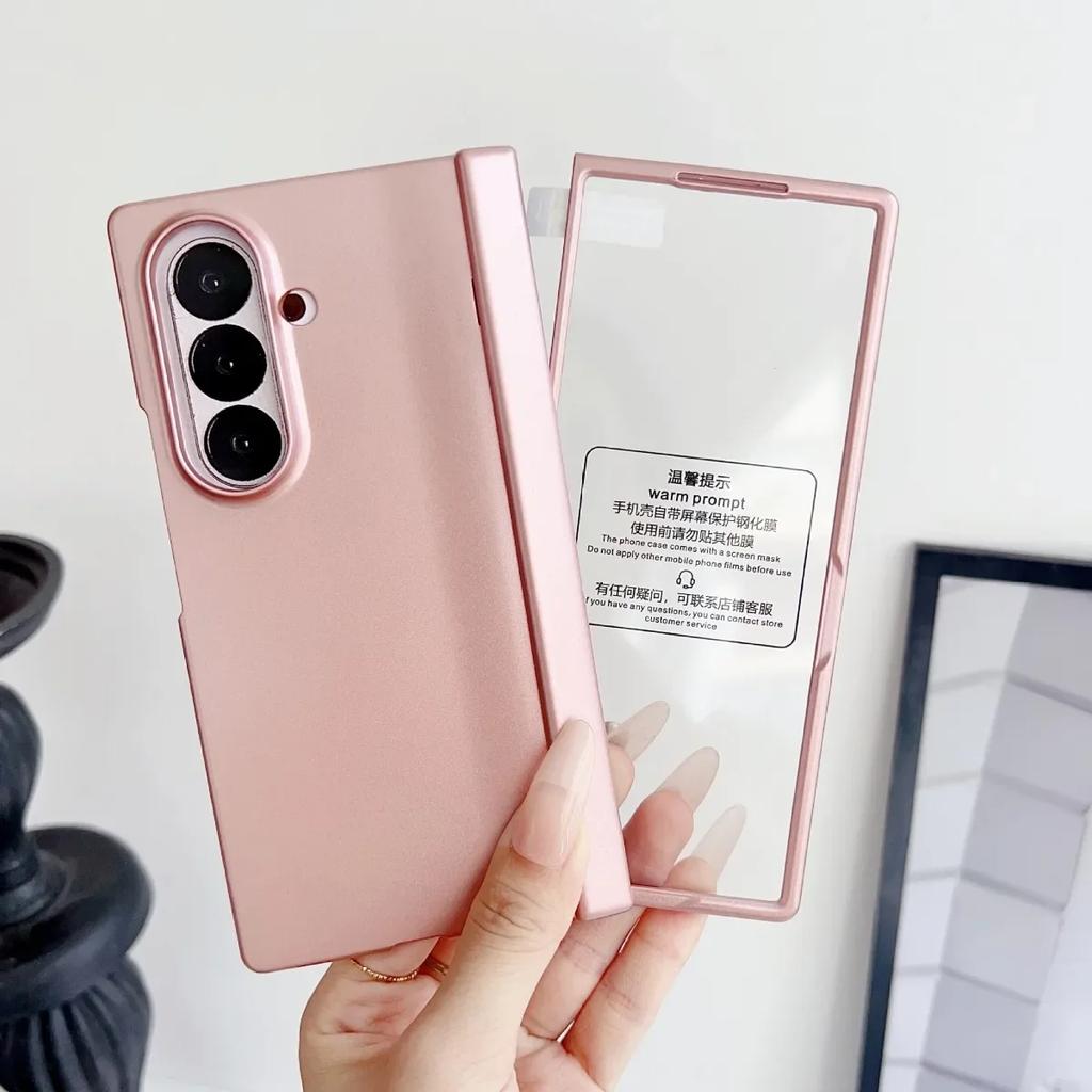 Матовый защитный чехол для телефона с шарниром для Samsung Galaxy Z Fold 7 6 5 4 3 с защитным стеклом для экрана и задней крышкой