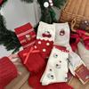 2025 Год Змеи Красный Кот Бант Женские Рождественские Носки - Чистый Хлопок, Дизайн Кошечки для Осени и Зимы
