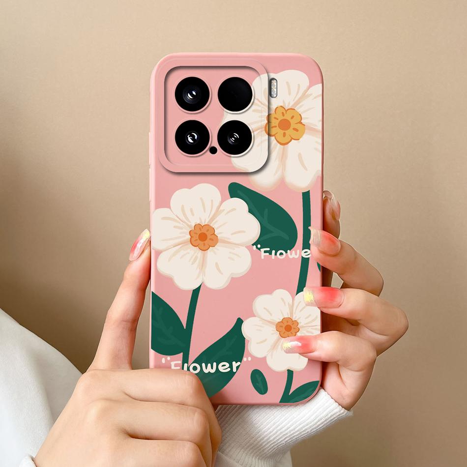 Чехол-конфетница для телефона Xiaomi 15 Pro, корпус, мягкий жидкий силикон, улучшенная полная защита, задняя крышка с цветами для Xiaomi15 Pro, Чехол