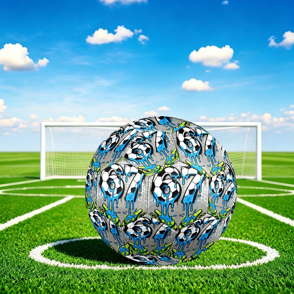 1pc Soccer Street Art Size 5 Soccer Ball Professional Match Training Football Indoor &Outdoor Sports Ball Lightweight Durable c6564