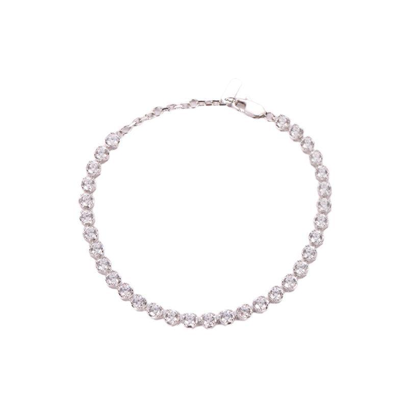 Трендовый женский теннисный браслет с полным бриллиантовым паве - Элегантный холодный стиль, Нишевый дизайн для инфлюенсеров и студентов