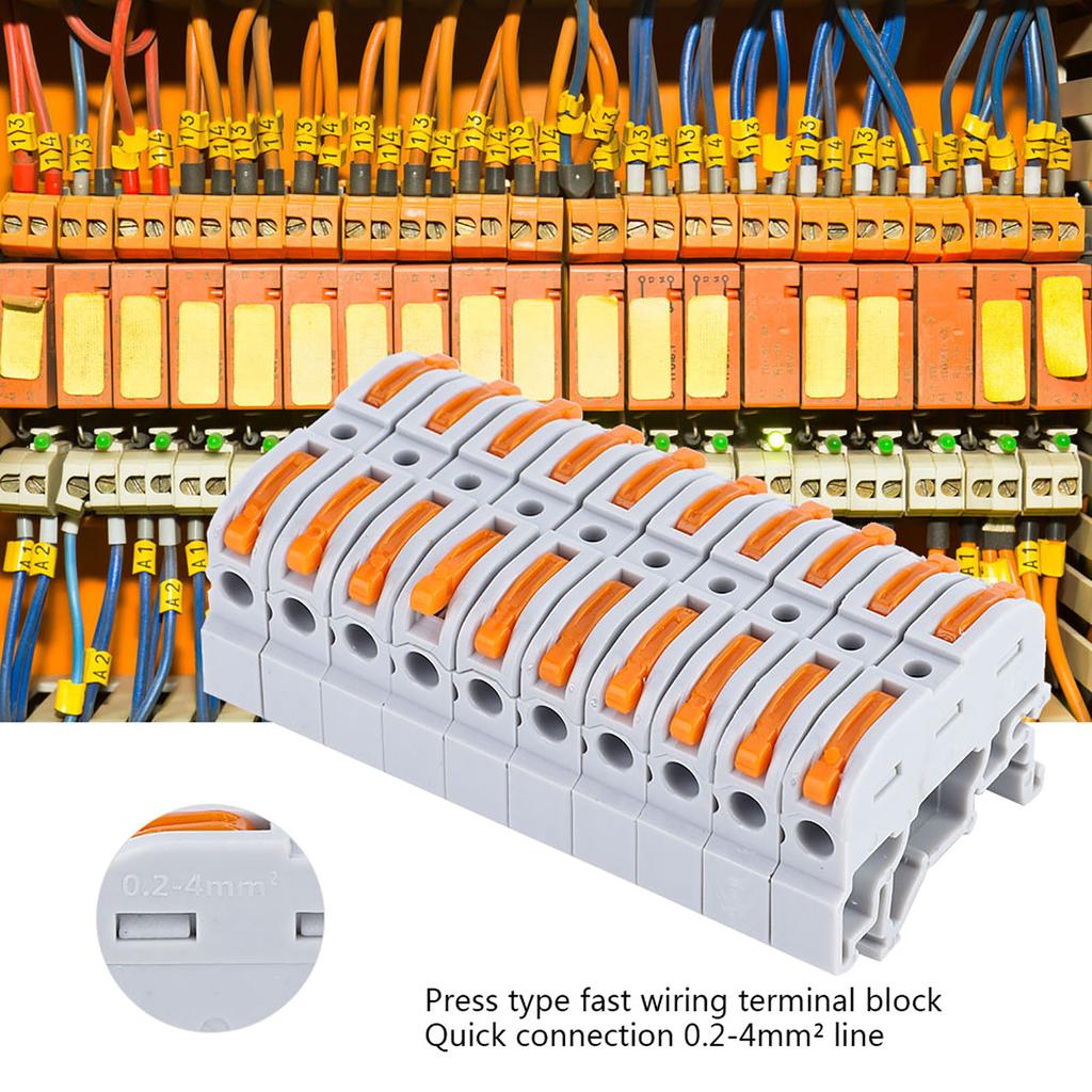 10 шт. PCT211 Проходной клеммник для проводов 0,24 мм Нажимной быстрозажимной клеммный блок(Светло-серый )