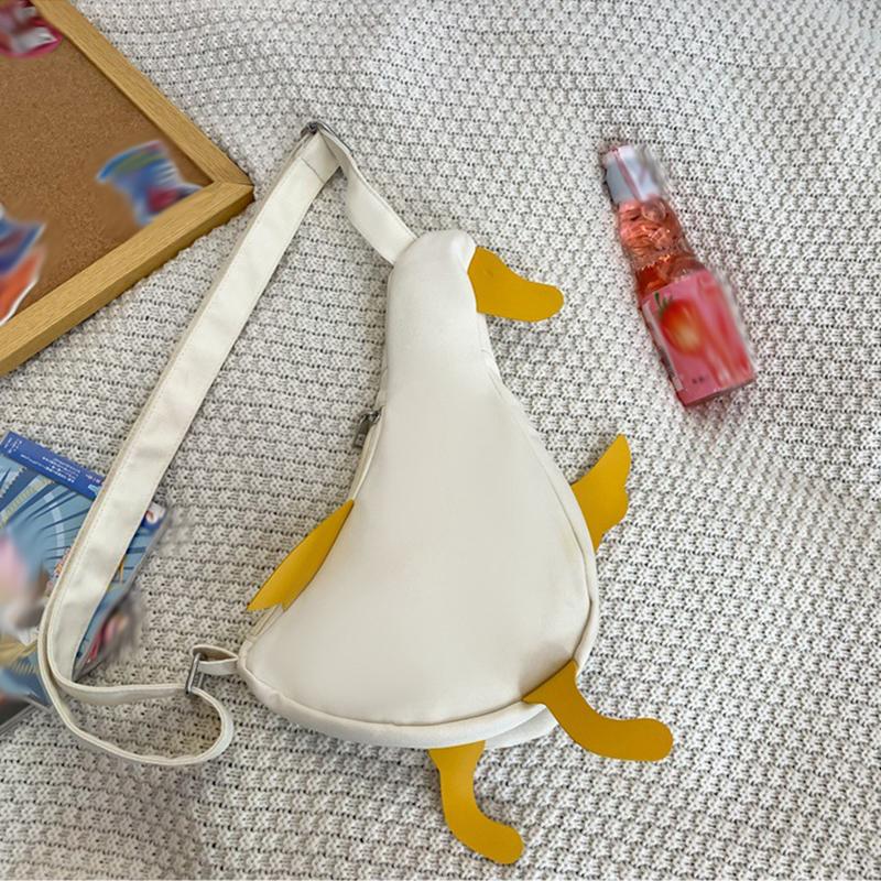 Женская сумка через плечо Милая сумка-тоут из парусины с уткой Женская студенческая сумка-мессенджер через плечо Модная забавная милая мультяшная нагрудная сумка