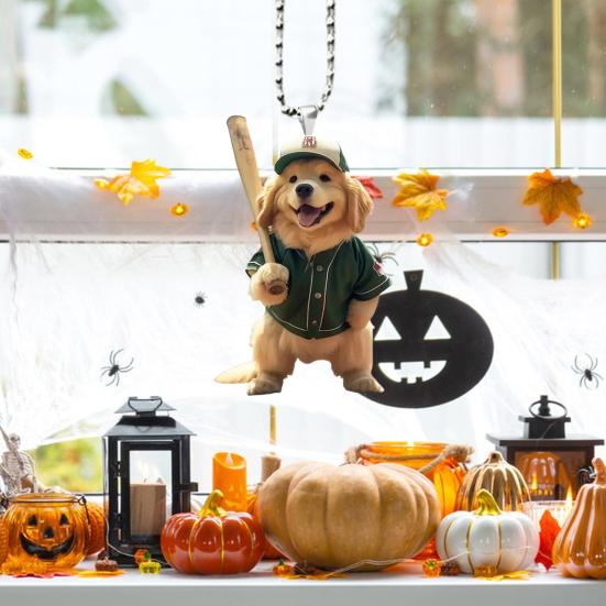 Собака бейсбола акриловое подвесное украшение для дома в помещении рождественская елка зеркало заднего вида автомобиля 2D плоский щенок подвесное украшение мультяшное животное кулон