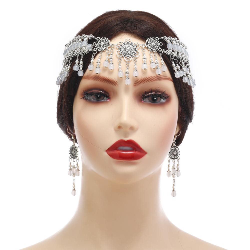 Головной убор ханьфу, цепочка на лоб с бахромой, экзотические украшения для волос, антикварные украшения на лоб, повязка на бровь мяо, женская.