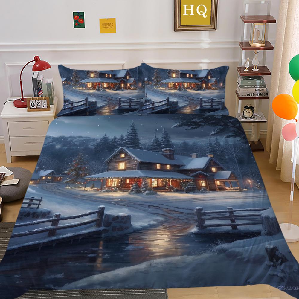 Домашнее постельное белье с рождественским принтом, королевский размер, полиэстеровая постельная одежда, детские милые покрывала высокого качества высокого качества