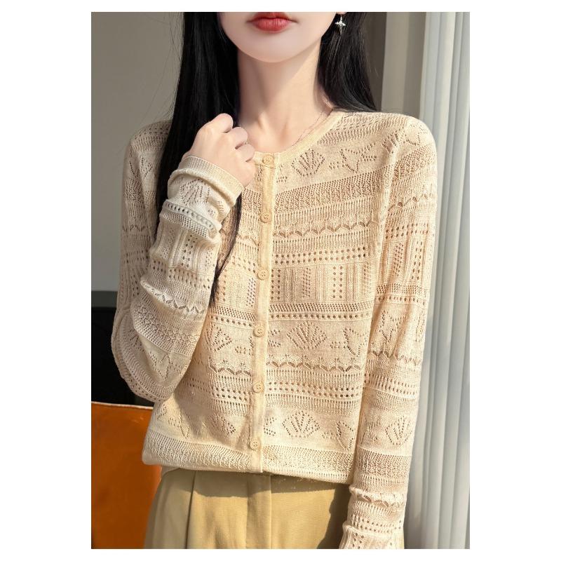 Women S Long Sleeve Round Neck Loose Fit Knit Cardigan