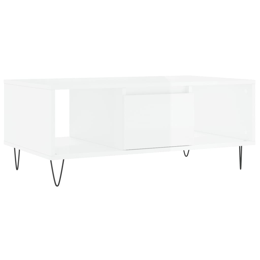 Coffee Table, High Gloss White, 90x50x36.5 Cm