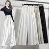 Summer 2025 Plus Size Women Wide Leg Pants Loose High Waist Basic Elastic Pants Casual Long Trousers