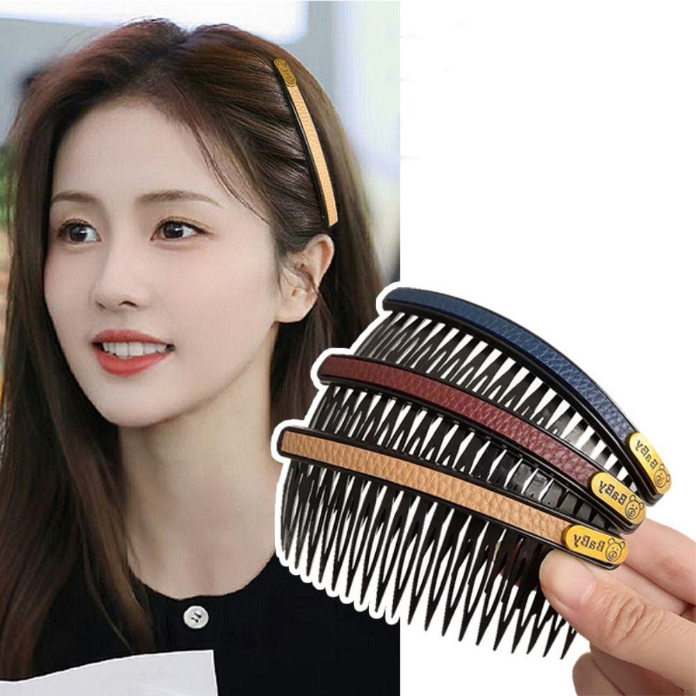 Bear Fixed Combs Leather Invisible Extra Hair Holder Sweet Hair Styling Comb  Girls