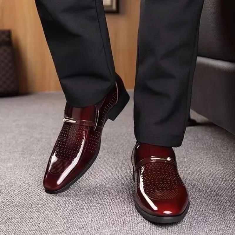 Мужские деловые туфли из лакированной кожи, официальные туфли с ярким верхом, мужская офисная обувь, низкая цена, элегантные и классические, размер 39, черные