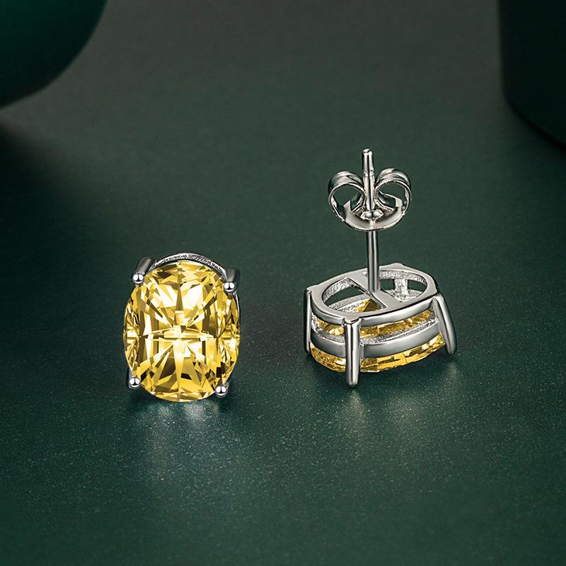 BELLA BOX Роскошные женские овальные серьги-гвоздики 8*10 мм, подарок на свадьбу и помолвку