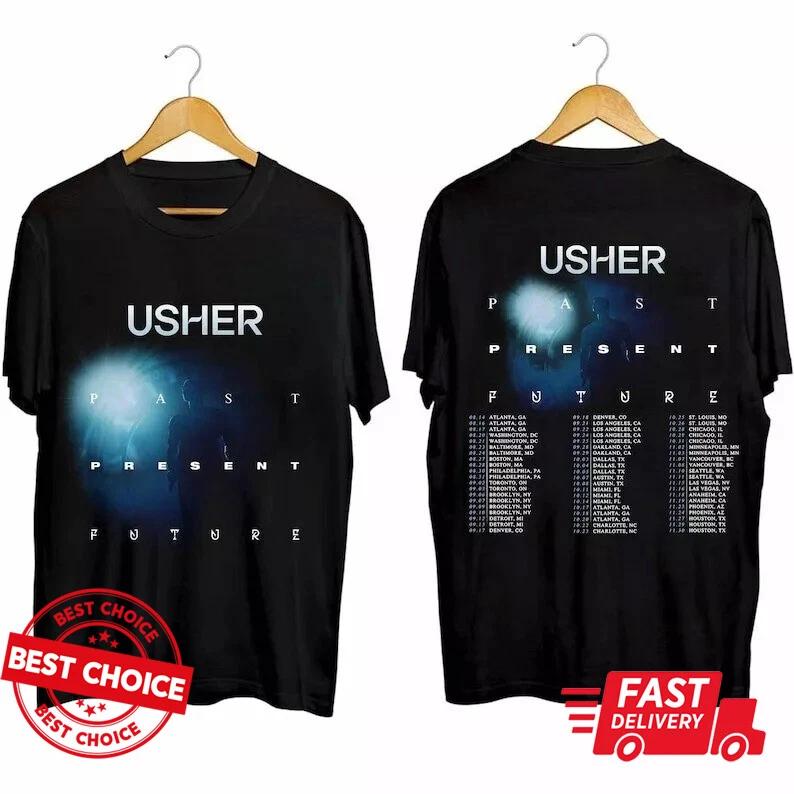 Usher Tour Past Present Future 2024 Concert T-Shirt S-3XL Q6343