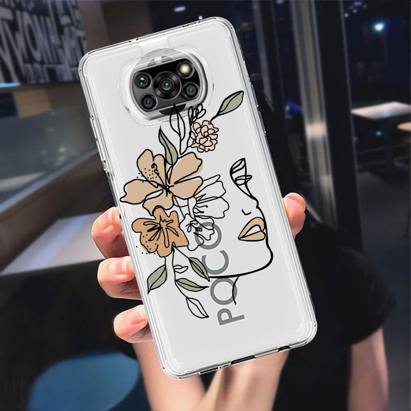 Прозрачный чехол для Xiaomi Mi Poco X3 NFC M3 Pro F3 F1 11 Lite 12 Redmi Note 10 9S 8 7 9, мягкий чехол для телефона Love Line Flower