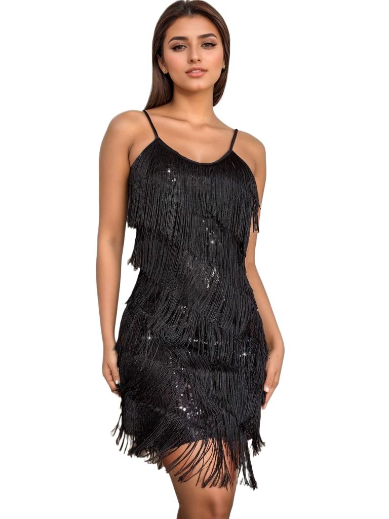 Платье-футляр Rose Beauty с бахромой и пайетками