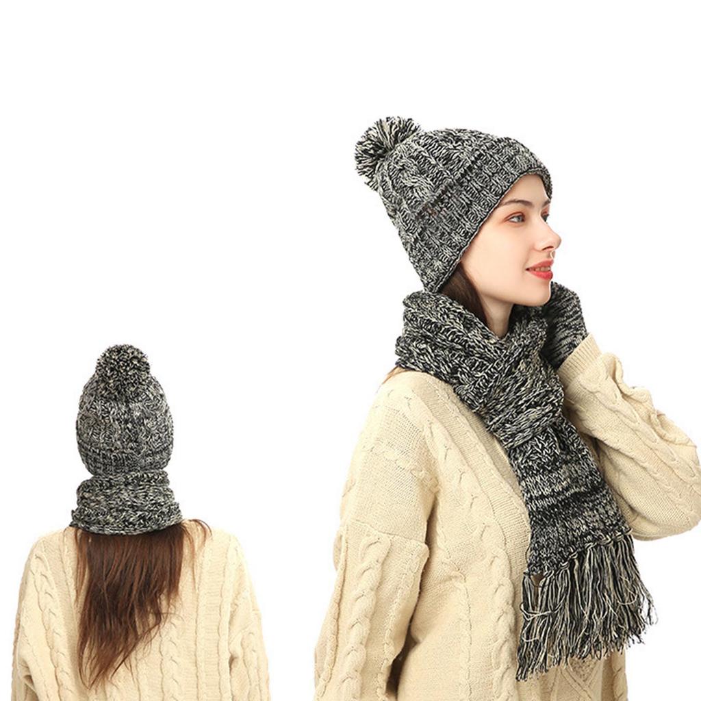 Women's And Men's Winter Fashion Warmth Cute Hat Scarf Gloves Casual Three Piece Set