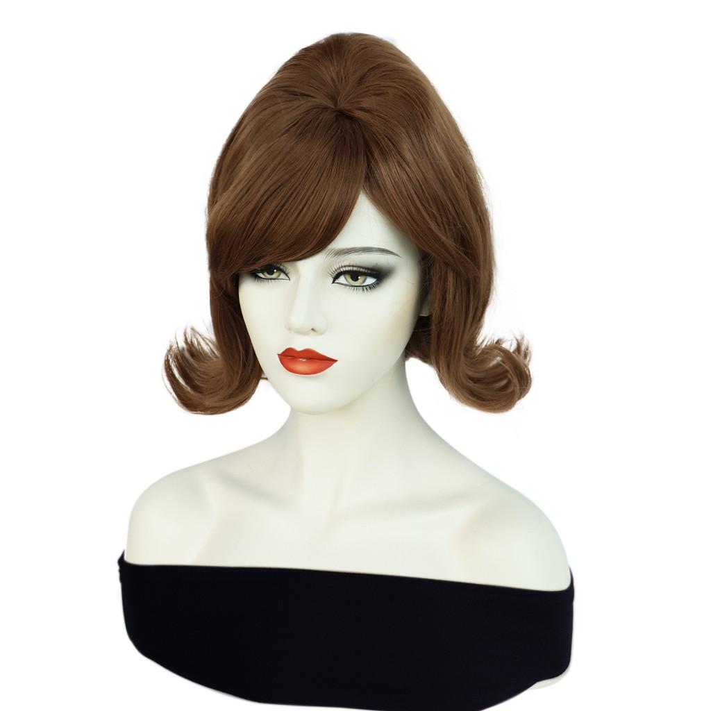 Cos Female Costume Wig With Slanted Bangs And Vintage Flipped Ends Made Of Hightemp Silk For Cosplay