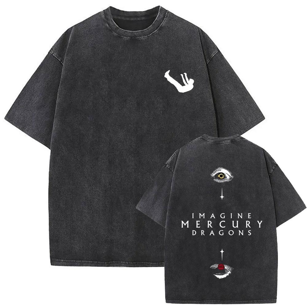 2026 Hot Sale Rock Band Imagine Dragons Live in Vegas Washed Vintage T-shirt Men Women Gothic Oversized T Shirts Unisex Casual Cotton T-shirts Top