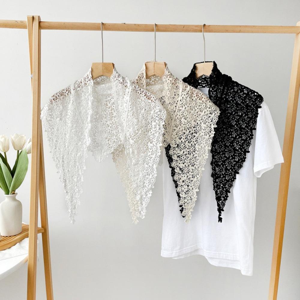 Lace Design Fake Collar Scarf Triangle Shape Simple Flower Triangle Scarf Summer Fabric All-match Style Flower Scarves