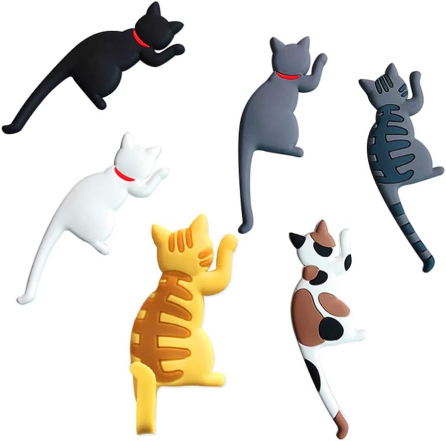 6шт магнитные крючки в форме кошки бесследный холодильник держатель для ключей для офиса холодильник доска декор случайный узор