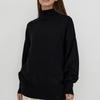 Women Autumn Winter Half High Neck Solid Color Long Sleeve Loose Knitted Casual All Match Sweater