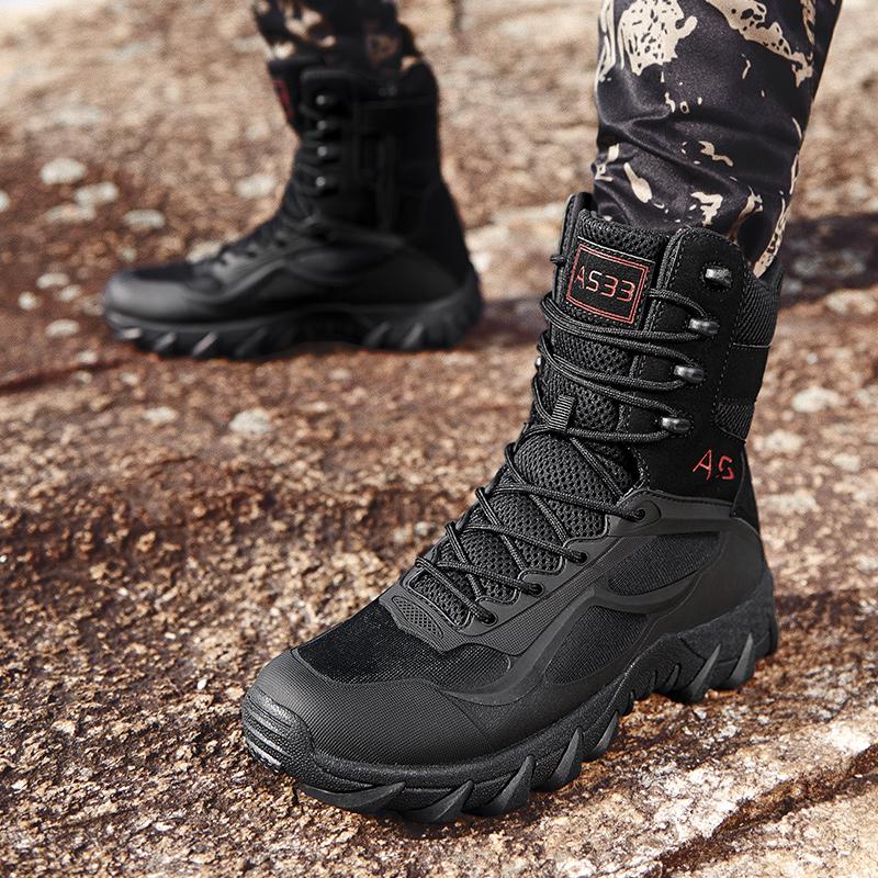 New Men Tactical Boots Army Boots Waterproof Work Motorcycle Safety Shoes Climbing Hiking Shoes Ankle Outdoor Desert Boots Brand