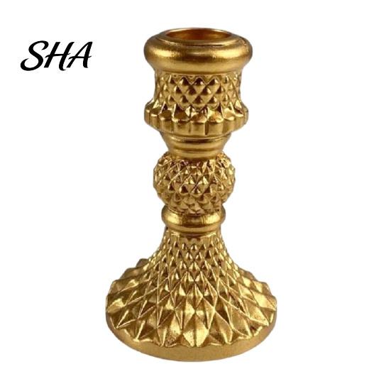 Vintage Relief Texture Candle Holder Taper Holder, Nostalgic Resin Candlestick Decorative French Style Stand for Wedding Party Dinning Table