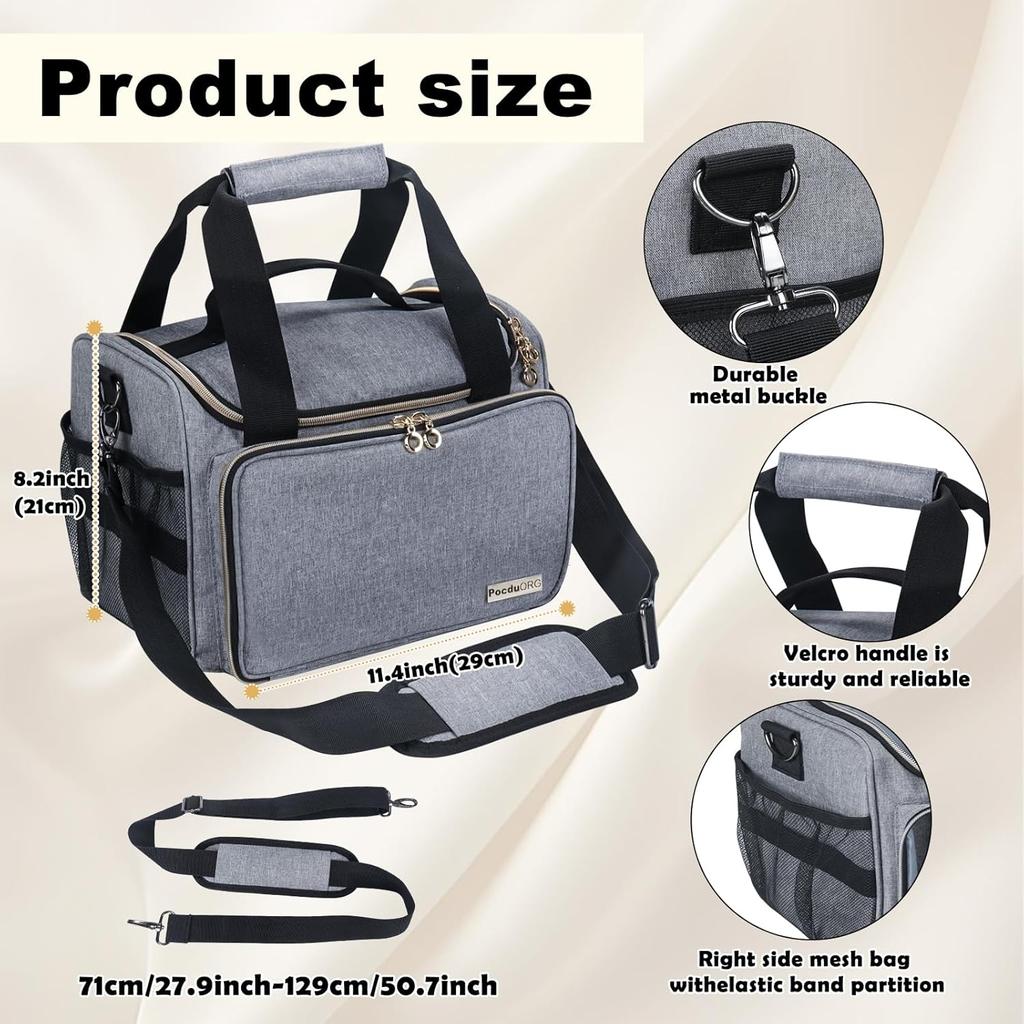 Сумка для переноски набора для восковой депиляции Tress Wellness - Портативный органайзер для воскоплава, восковых бобов, спреев и аксессуаров - Светло-серый