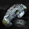 Silver Color Cangji Handmade Men's Bracelet Gluttonous Opening Adjustable Tiger Bangles Fashion Domineering Fashion Jewelry