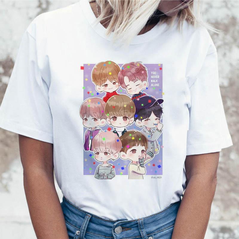 JIN SUGA J HOPE Women JIMIN V JUNGKOOK Top Kpop T Shirt Korean Pop Music Group Short Sleeve Shirt Funny Graphic Female Tee K-pop