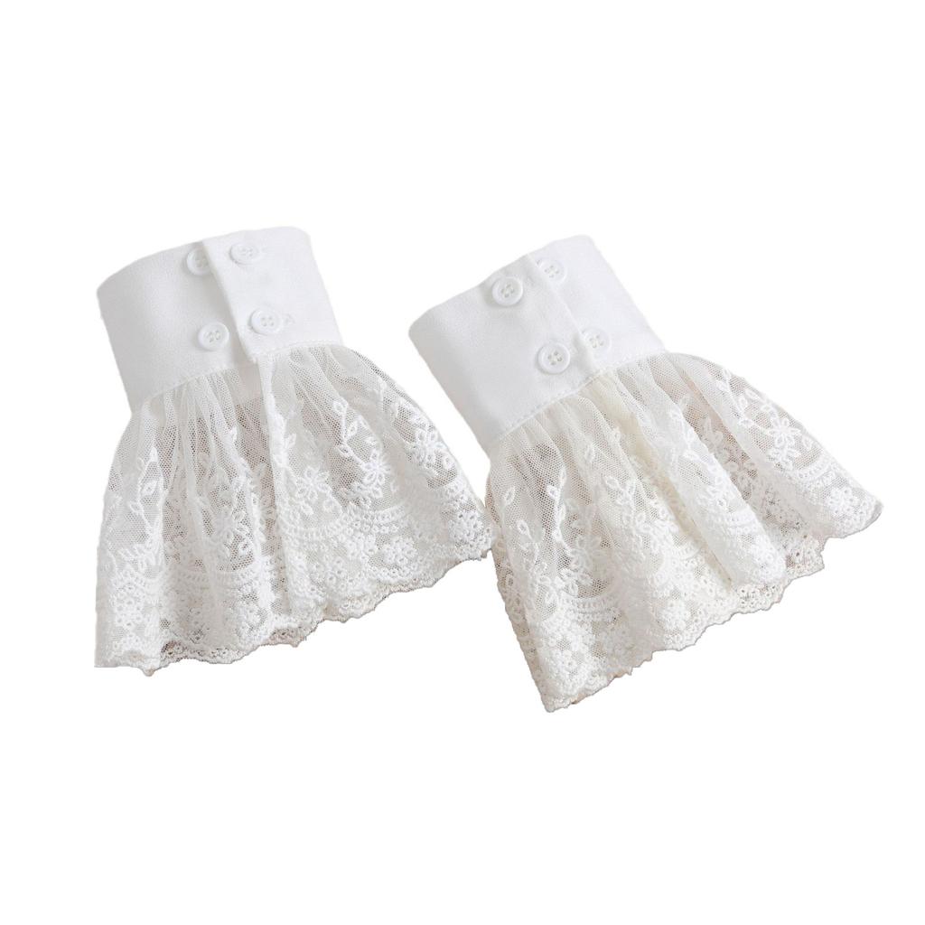 1 Pair Ruffles Solid Color Wrist Cuffs Removable Lace Detachable Shirt Sleeve Cuffs Sweater False Sleeved Wristband Horn Warmers