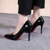Black Stiletto Heels Pumps Women Patent Leather Office Shoes Woman Plus Size 43 Pointed Toe High Heels Shoes Zapatos Mujer